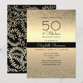 Invitación Cumpleaños 50 negro y dorado
