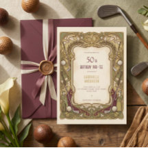 Cumpleaños 50 Par-Tee Art Nouveau Elegante Borgoña