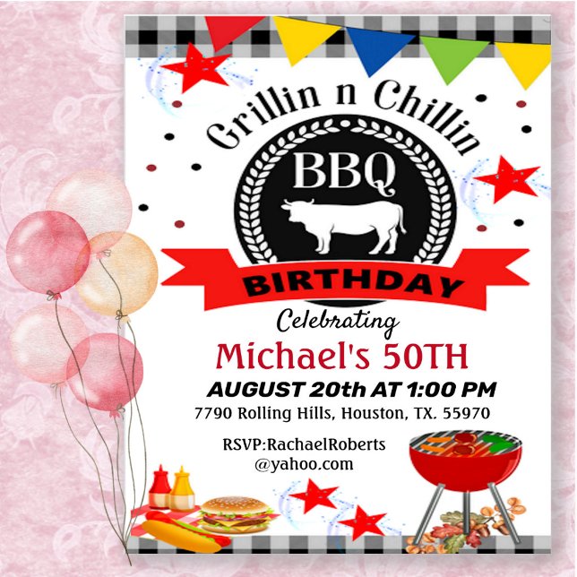 Invitación Cumpleaños 50 parrillada y relax (Subido por el creador)
