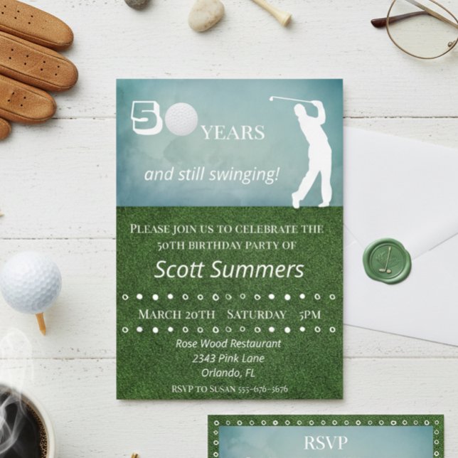 Invitación Cumpleaños 50 personalizado golfista Golf (Subido por el creador)