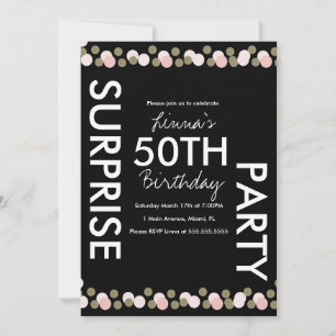 Invitación Cumpleaños 50 Pink Blush Confetti Sorpresa