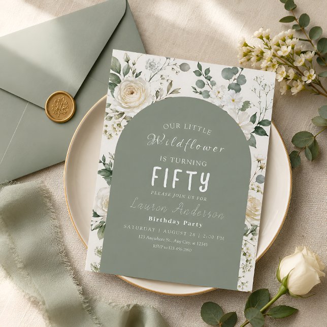 Invitación Cumpleaños 50 salvaje flor (Subido por el creador)
