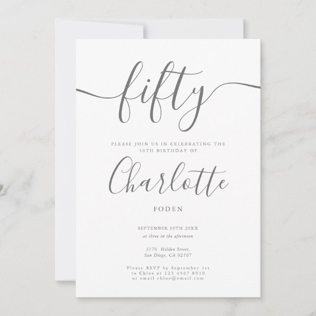 Invitación Cumpleaños 50 Signature (Anverso)