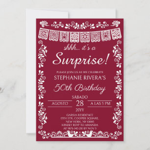 Invitación Cumpleaños 50 Sorpresa Borgoña