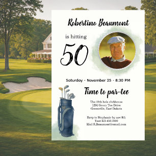 Invitación Cumpleaños 50 tema de golf elegante para hombres