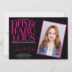 Invitación Cumpleaños 50 y fabuloso con rayas elegantes de co
