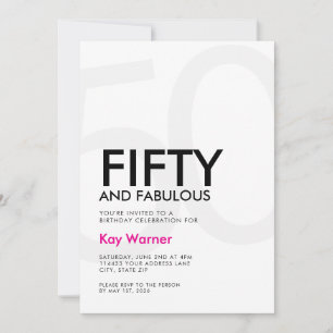 Invitación Cumpleaños 50 y fabuloso de Black Pink