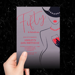 Invitación Cumpleaños 50 y Fabuloso Lila Chic
