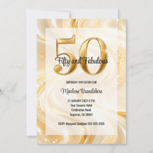 Invitación Cumpleaños 50 y Fabuloso Resplandor Dorado