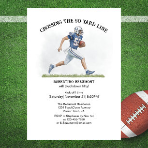 Invitación Cumpleaños 50 Yard Fútbol Americano 50º aniversari