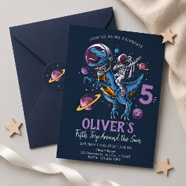 Invitación Cumpleaños 5 de Astronauta Dinosaurio