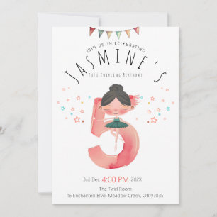 Invitación Cumpleaños 5 de Bailarina Rosa Caprichosa