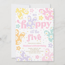 Invitación Cumpleaños 5 de Bunny Daisy Floral Pastel Primaver