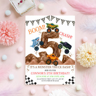 Invitación Cumpleaños 5 de Camión Monstruo