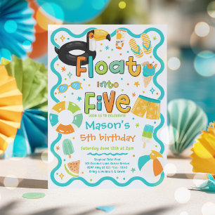 Invitación Cumpleaños 5 de fiesta de verano en la piscina Flo