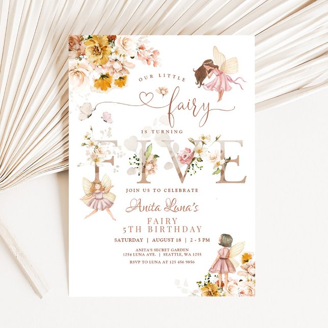 Invitación Cumpleaños 5 de Hada Mariposa Flor Silvestre Mágic (Subido por el creador)