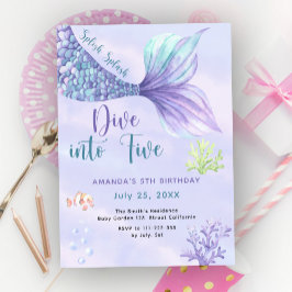 Invitación Cumpleaños 5 de Mermaid Dive Into Five