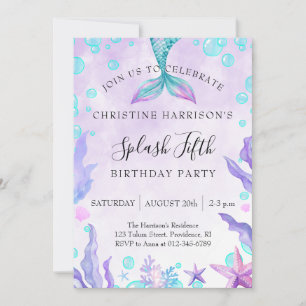 Invitación Cumpleaños 5 de Mermaid Splash