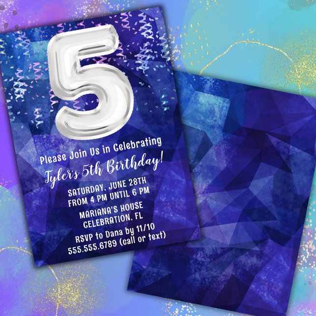 Invitación Cumpleaños 5 de Niño Azul Blanco (Subido por el creador)