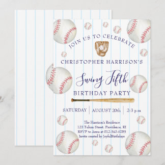 Invitación Cumpleaños 5 de Niño Deporte Béisbol