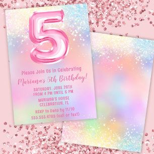 Invitación Cumpleaños 5 de Pink Rainbow