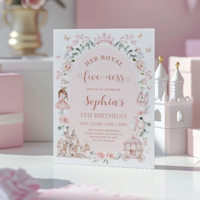 Invitación Cumpleaños 5 de Princesa Rosa Claro Cuento de Hada (Subido por el creador)