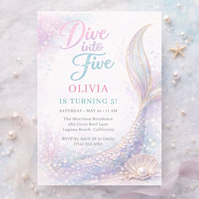 Invitación Cumpleaños 5 de sirena para niña (Subido por el creador)