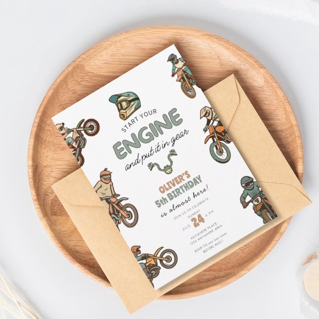 Invitación Cumpleaños 5 del niño de moto de cross (Subido por el creador)