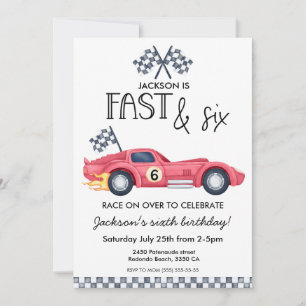 Invitación Cumpleaños 6º sexto de carreras de coches llamas R