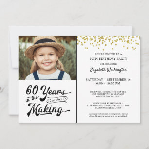 Invitación Cumpleaños 60 60 AÑOS EN LA CREADO Confeti Dorado