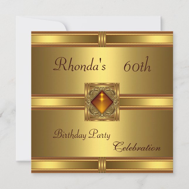 Invitación Cumpleaños 60 Aniversario Oro sobre Oro (Anverso)