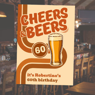 Invitación Cumpleaños 60 Años Línea Retro Cheers & Beers
