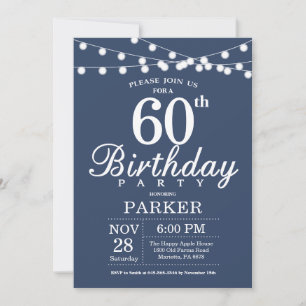 Invitación cumpleaños 60 azul