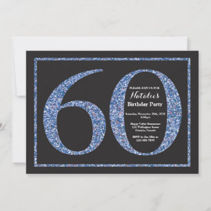 Invitación Cumpleaños 60 Azul Pizarra Brillante