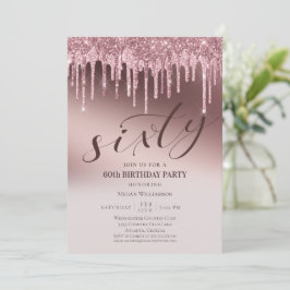 Invitación Cumpleaños 60 Brillante Rosa Chic Sorpresa Sesenta