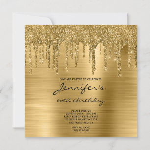 Invitación Cumpleaños 60 con destellos de oro y lámina