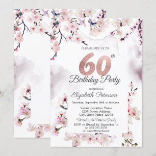 Invitación Cumpleaños 60 de Cherry Blossom