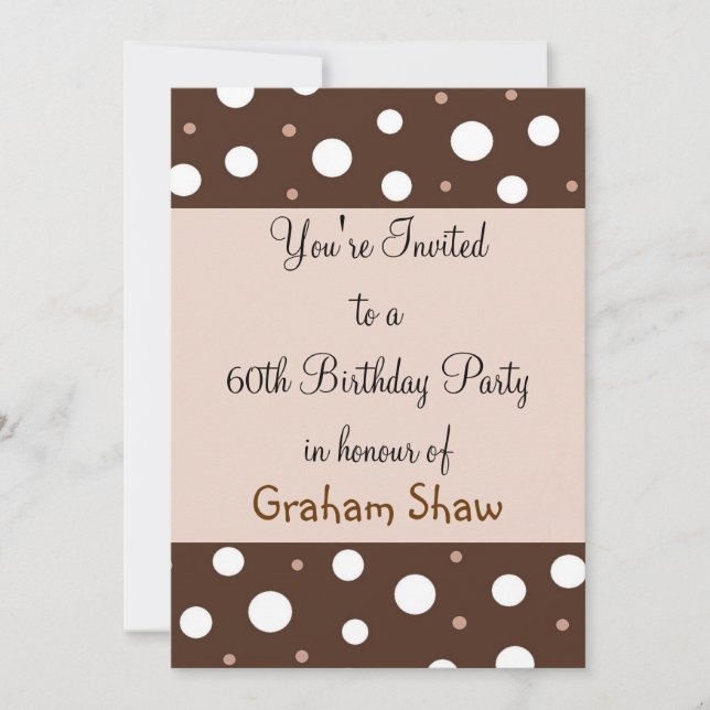 Invitación Cumpleaños 60 de Chocolate y Vainilla (Anverso)