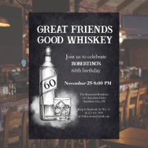 Cumpleaños 60 de hombre con tema de Whiskey estilo