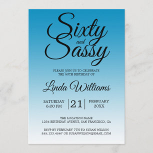 Invitación Cumpleaños 60 de Malibu Blue Sixty and Sassy