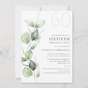 Invitación Cumpleaños 60 de mamá botánico de eucalipto