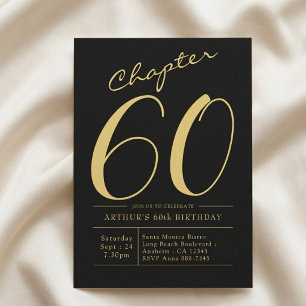 Invitación Cumpleaños 60 del Esposo Fiesta de Negro y Oro