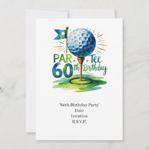 Invitación Cumpleaños 60 del golfista con bola de golf en el 