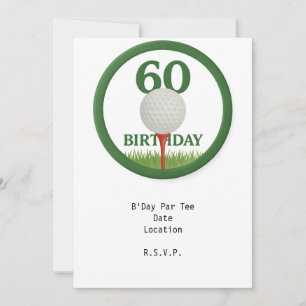 Invitación Cumpleaños 60 del golfista con bola de golf en el 