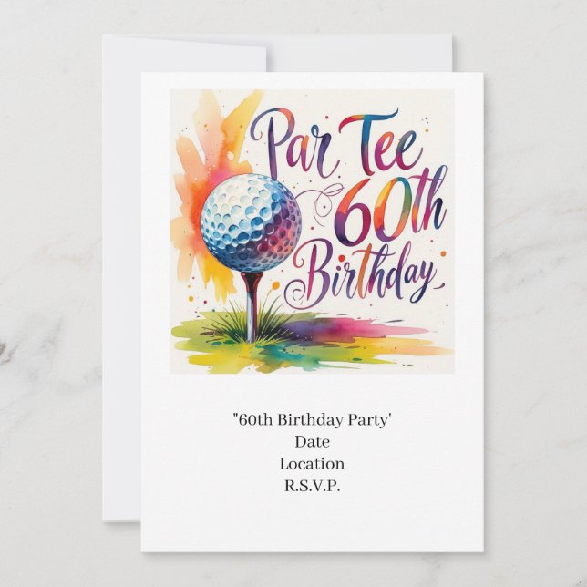 Invitación Cumpleaños 60 del golfista con bola de golf en el  (Anverso)