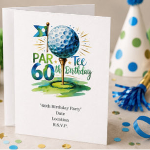 Invitación Cumpleaños 60 del golfista con pelota de golf en t