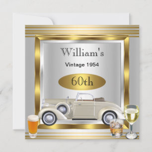 Invitación Cumpleaños 60 del hombre del partido del coche vin