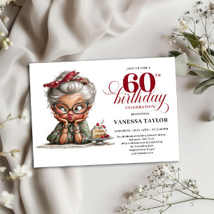 Invitación Cumpleaños 60 Divertido Diseño Excéntri
