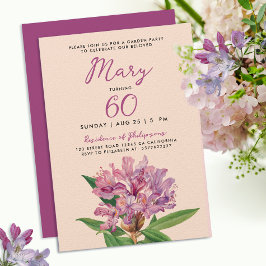 Invitación Cumpleaños 60 Elegante Flor Silvestre Violeta Rhod
