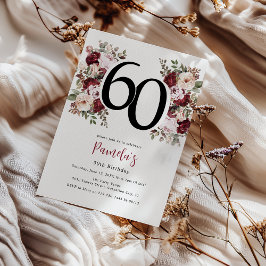 Invitación Cumpleaños 60 Elegante Floral